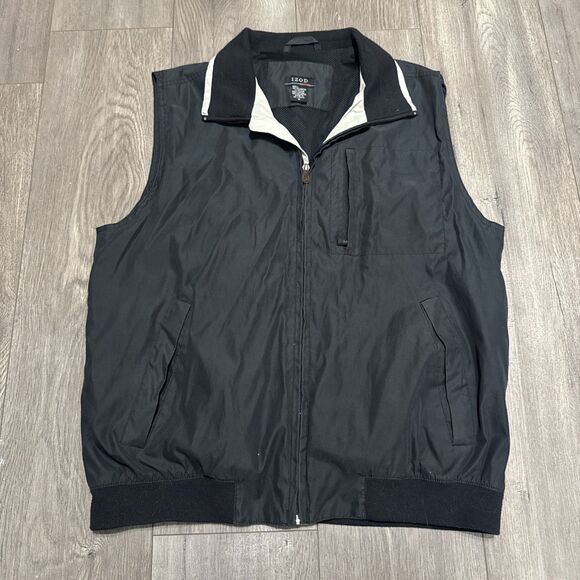 Izod XFG vest men's Medium Black full zip mesh lined golf 100% polyester - Picture 1 of 4